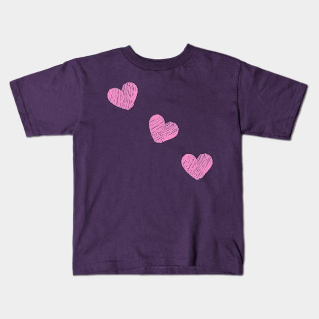 Pink Hearts Kids T-Shirt by Spyder Art